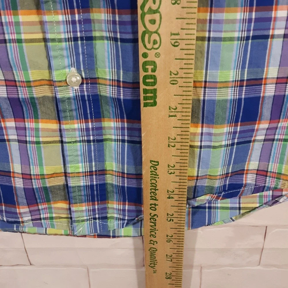 Ralph Lauren Shirt Boys Kids Size L 14-16 Blue Plaid Button Down Small Pony
